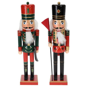 Set of 2 Wooden Nutcracker Ornament Decoration