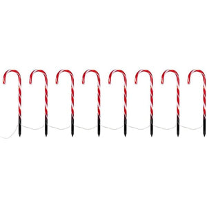 Pack of 8 - Tall Outdoor Christmas Candy Cane Lights