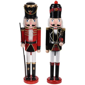 Set of 2 - 50cm Tall Scottish Style Christmas Wooden Nutcracker Decoration