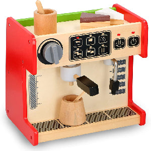 2 in 1 Wooden Coffee Machine Maker & Shop Play Toy Set