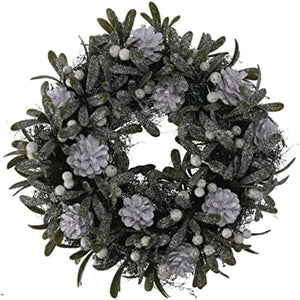 Frosty Wreath with Berries and Pine Cones