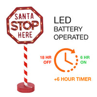 LED Light Up 'Santa Stop Here' Sign - Outdoor Christmas Decoration