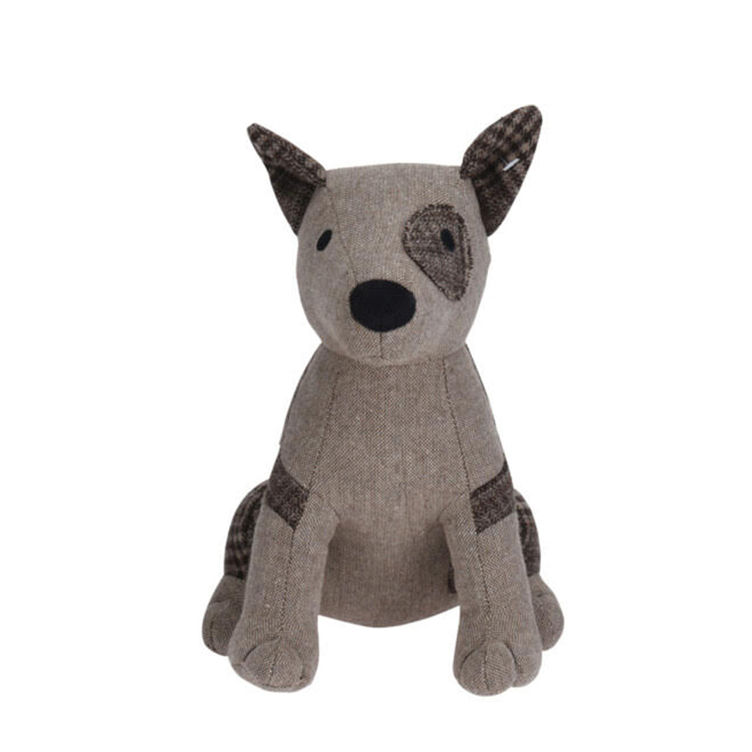 Brown Patched Dog Door Stop