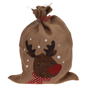 Muddy Hands Set of 3 Large Hessian Santa, Reindeer & Snowman Sack