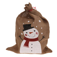 Muddy Hands Set of 3 Large Hessian Santa, Reindeer & Snowman Sack