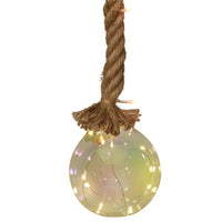 LED Light Up Christmas Hanging Plastic Bauble Decoration with Jute Rope