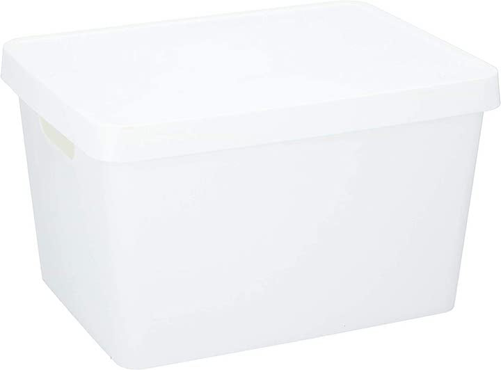 17 Litre White Plastic Storage Box with Lid