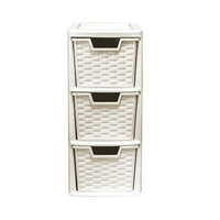 Mini 3 & 4 Plastic Rattan Drawer Storage Tower Unit Office Desk Tabletop Desktop