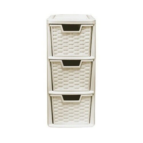 Mini 3 & 4 Plastic Rattan Drawer Storage Tower Unit Office Desk