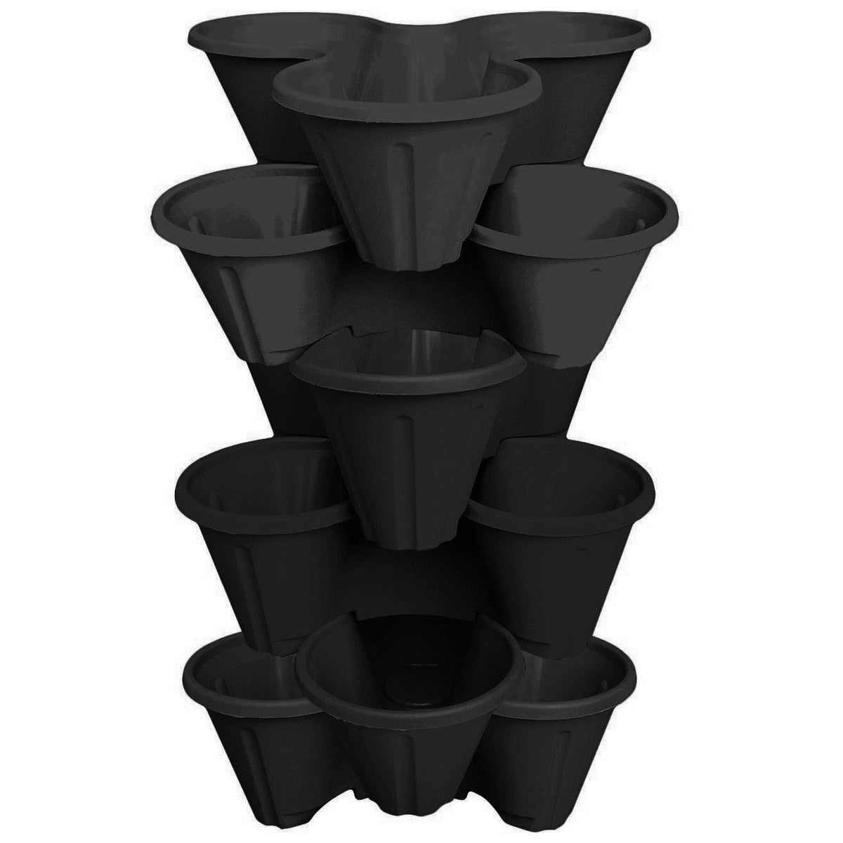 Set of 6 Black Trio Stacking Planters