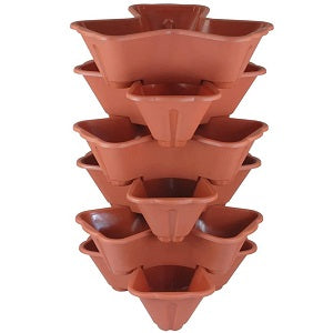 Set of 6 Terracotta Trio Stacking Planters