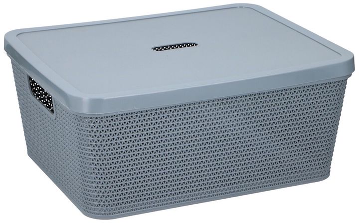 Medium Grey Plastic Storage Box with Lid