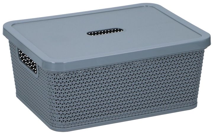 Mini Grey Plastic Storage Box with Lid