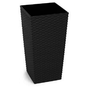 Black Rattan Tall Plant Pot