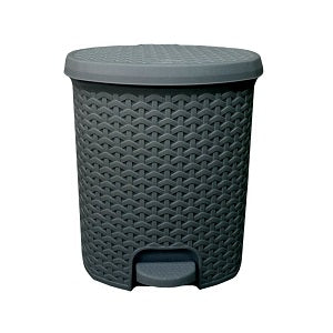 Rattan Pedal Bin - Silver