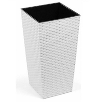 White Rattan Tall Plant Pot