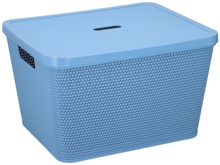 Large Blue Plastic Storage Box with Lid